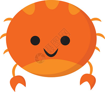 面带微笑的橙色螃蟹/卡通橘色螃蟹 矢量或可口背景图片