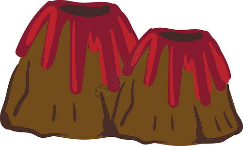 在或颜色 i 中爆炸的两座火山的绘画蒸汽岩石3d陨石发泄史诗戏剧性地震灾难插图背景图片
