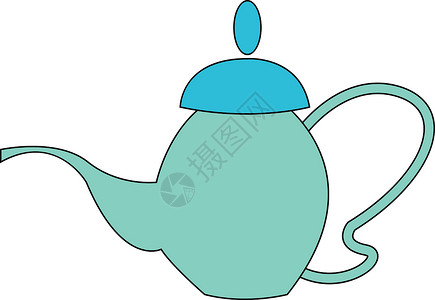 背茶茶壶手画设计 插图 白色背状的矢量插画