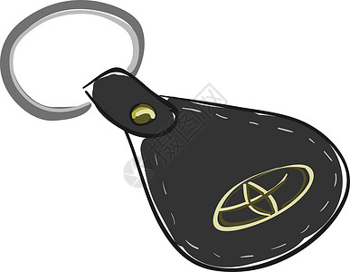 黑色皮革丰田带金属钥匙的黑铁金银钥匙链剪贴板背景图片