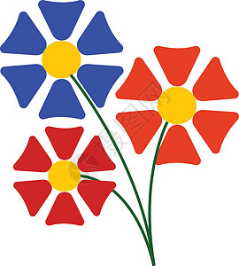 鲜花 矢量或颜色说明黄色橙子绘画绿色红色蓝色插图情绪叶子植物背景图片