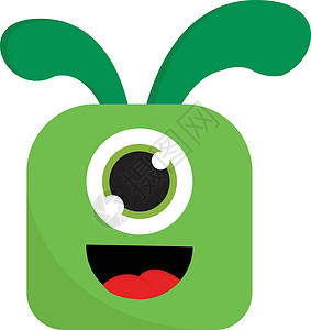 绿色怪物便签绿色怪物 有一只眼睛 矢量或颜色说明设计图片