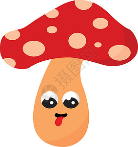 蘑菇矢量或彩色插图斑点绘画眼睛艺术微笑卡通片食物乐趣背景图片