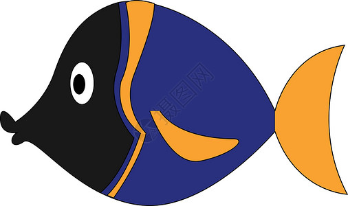 紫黄色蝶鱼鱼 矢量或颜色说明黑色钓鱼海洋卡通片动物黄色白色插图草图绘画设计图片