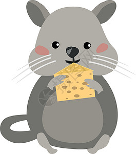 老鼠吃奶酪矢量或彩色插图背景图片