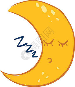 打鼾睡着的黄月 矢量或彩色插图设计图片