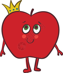 眼睛酸胀苹果图像 带有皇冠 矢量或颜色插图设计图片