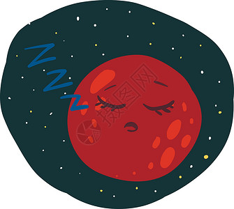 美国宇航局沉睡行星 火星 向量或颜色图解插画