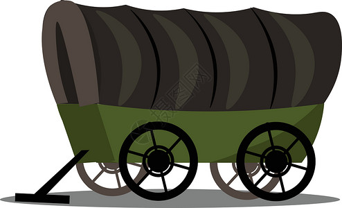 定居者覆盖的马车 矢量或颜色图示图像插画