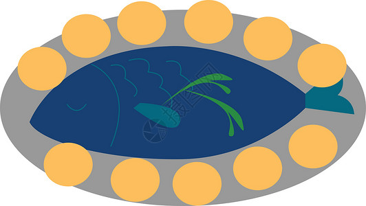 咖喱鱼饼Gefilte 鱼 矢量或颜色说明插画