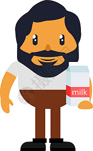 牛奶胡子有牛奶 插图 白底矢量的男子在白色背景上站立插画