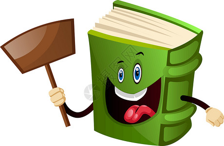 绿色书籍 拿着铲子 插图 白背面矢量g背景图片
