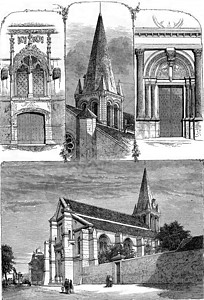 萨尔塞尔斯 塞内和奥伊塞 费莱切 大小门教堂背景图片