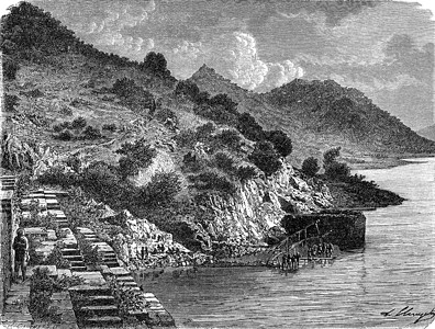 风景描绘素材Udaipur的Burdi Talao湖 古代雕刻背景