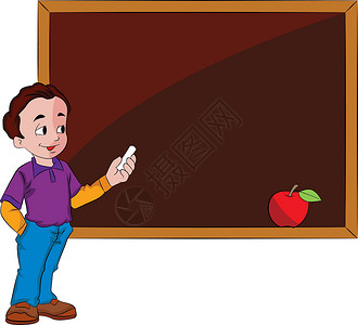拿苹果的男生男子使用纸板 插图老师数学绘画艺术品学生男生工作职业男性教学设计图片