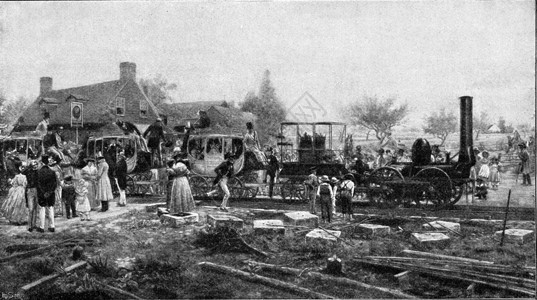 建造的第一线列车启程背景图片