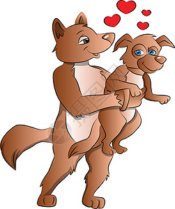 孕妇宠物Fox 照顾一只狗 插图插画