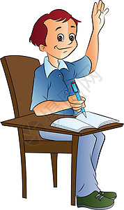 男生学生 插图艺术品学校教育背诵白色椅子青少年朗诵工作绘画背景图片
