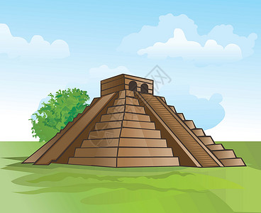 奇琴伊察玛雅金字塔 插图异国艺术品建筑学宗教金字塔古物文化面具传统文明插画