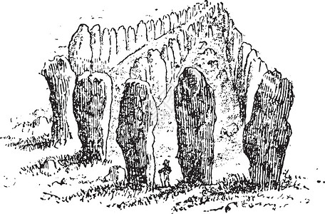 雕刻排列的竖石柱背景图片