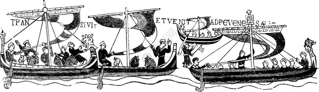 阿德巴约征服者威廉的船只在著名的巴约之后插画