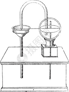 编队测定水复古雕刻空气上升的装置插画