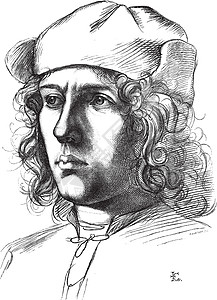 坎加罗乌菲齐美术馆和佛罗伦萨皮蒂美术馆他自己画的肖像插画