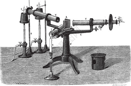 分光镜或分光光度计复古雕刻插画
