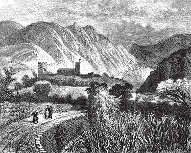 哈布兰多在北侧拍摄的 Le Vernet 和卡尼古山景色  - 博士插画