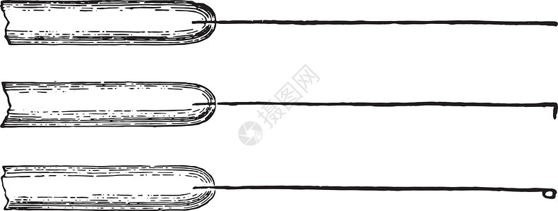 装在玻璃棒子中的白金注射针 古董凝胶插画