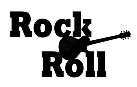 摇滚吉他黑色岩石白色背景图片