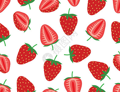 草莓种子无缝图案的新鲜草莓背景它制作图案矢量水果食物插图种子墙纸包装织物艺术打印叶子插画