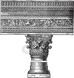 拜占庭柱子在君士坦丁堡的圣约翰教堂 复古电子地标插图石头拉丁宗教历史性建筑艺术品文化古董插画