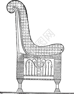 家具雕刻埃及椅子复古雕刻黑色框架白色古董蚀刻座位插图历史性艺术品历史插画