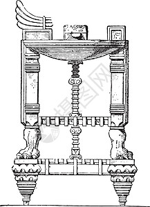 家具雕刻亚述表复古雕刻插画