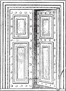 雕刻门罗马门复古雕刻插画