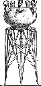 伊特鲁里亚三脚架复古雕刻插画