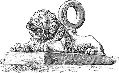 青铜狮子狮子亚述青铜 古代雕刻插画