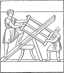 木匠雕刻工具木匠 古代雕刻插画