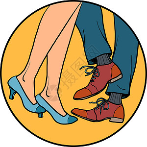 舞蹈脚在派对上跳舞的男女情侣插画
