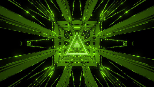 三角铁丝网设计 3D插图背景壁纸运动三角形3d隧道渲染墙纸绿色背景图片
