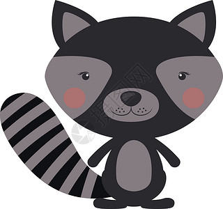 腹黑小熊猫白色背景上的黑浣熊插画矢量插画