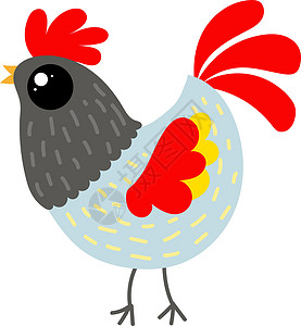 白色背景上的动物家畜收藏羽毛公鸡农业红色食物黑色绘画背景图片