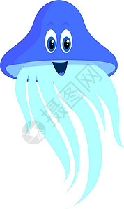 美杜莎白色背景上的蓝色水母插画矢量纺织品海蜇卡通片风格野生动物荒野异国生物动物生活设计图片
