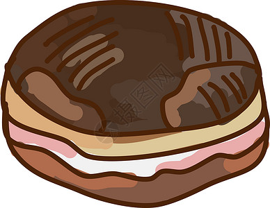 白色背景上的巧克力甜甜圈插画矢量食物甜点奶油面包粉色背景图片