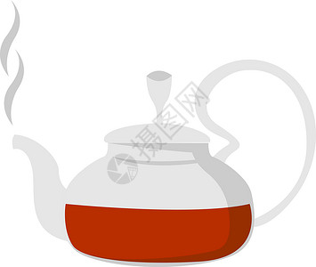 茶刀白色背景上的玻璃茶壶插画矢量插画