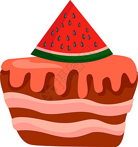 西瓜蛋糕 插图 白色背景的矢量背景图片