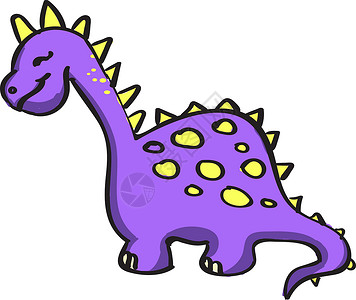 白色背景上的紫色乐趣卡通片涂鸦艺术快乐恐龙荒野捕食者灭绝蜥蜴背景图片