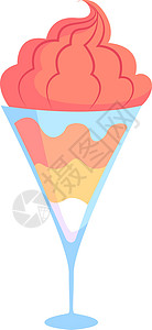白底樱桃水果冰淇淋 插图 白底矢量浆果胡扯香草派对味道蛋糕锥体茶点艺术奶制品插画