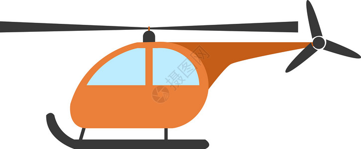 橙色直升机 插图 白底矢量背景图片